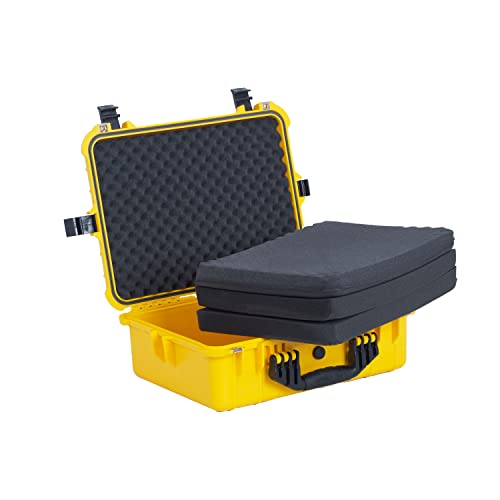 MEIJIA Portable Waterproof Protective Case,Hard Camera Case,Customized Fit Foam Inserted, Elegant Black,Fit for Camera, Equipments, Lens,Drones(Black) - color: Yellow, size: 19.78"X15.77"X7.41"