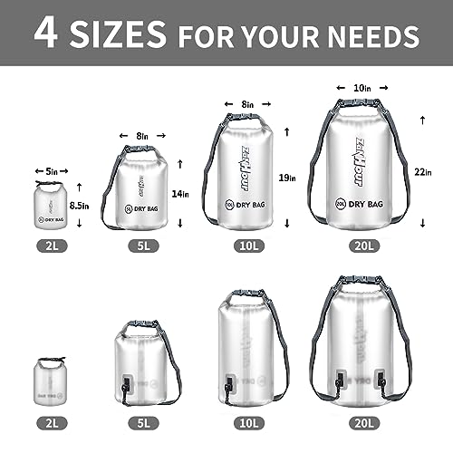 Waterproof Dry Bag - Roll Top Transparent Storage Bag,2L/5L/10L/20L,Suitable for Traveling, Swimming, Kayaking, Camping, Fishing, Rainy Day Trips - color: White, size: 2L