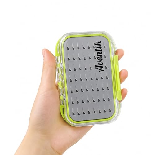 Aventik Waterproof Clear Fly Box Double Sides Floating Lightweight Fly Fishing Case Large Capacity Grip Foam Nymph Wet Dry Flies Lure Box(H18 Green, SIZE B:6.08X4X1.6inch) - color: Green, size: SIZE B:6.08X4X1.6inch