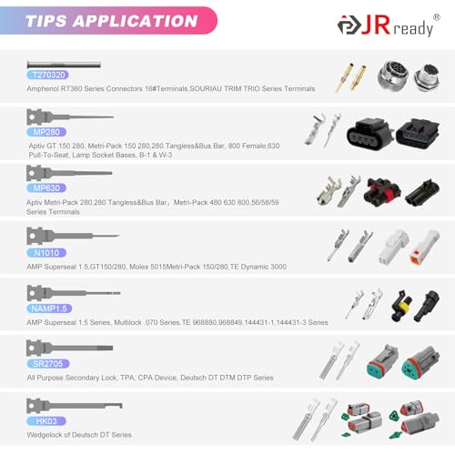 JRready ST5388 Terminal Removal Tool Kit 19PCS Pin Extractor Tool Set for Molex, Harting D Sub, Amphenol, Deutsch, Delphi, TE, Amp Connectors Electrical Computer Terminal Release Tools - size: 5PCS Pin Extractor+14PCS Replacement Tips