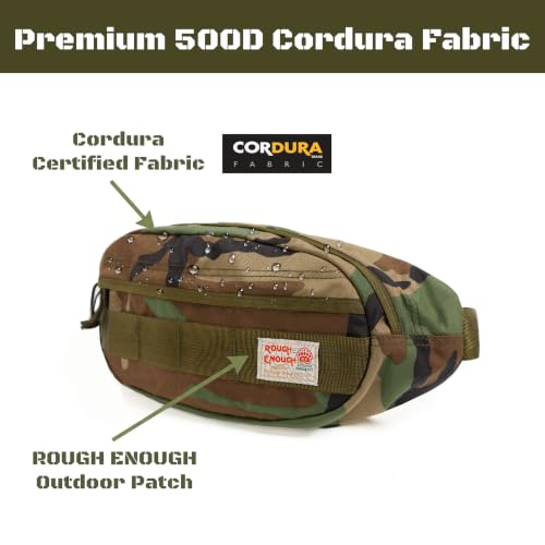 Rough Enough Tactical Fanny Pack for Men Crossbody Waist Bag for Hunting Fishing Hiking Travel Army Green Camo Cordura