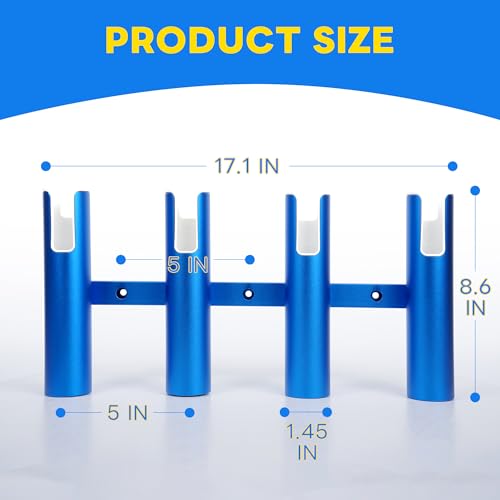 Aluminium Fishing Rod Holders for Boat, Wall-Mounted Fishing Pole Roof Rod Rack,Surf Fishing Rod Holder for Truck, Boats & Yacht - color: 4 Tubes Blue