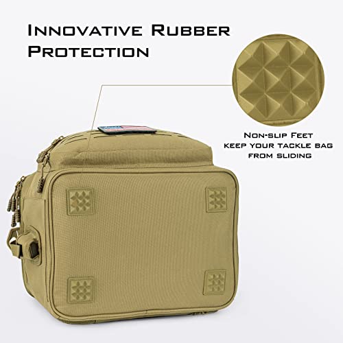 KastKing Fishing Tackle Bags - Saltwater & Freshwater Fishing Bags - Water Resistant, Padded Shoulder Strap - Gear Storage - color: Khaki--Medium, size: Medium