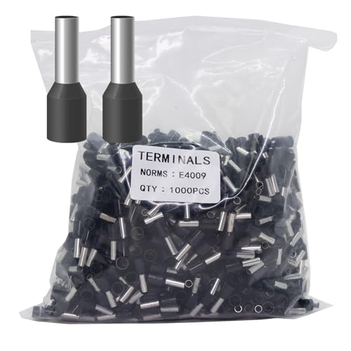 Fidioto 1000pcs AWG12 Terminal Connector Wire Insulated Cord Pin Ends Terminals for Electric, Industrial, Chemical Industry, Power Control System, etc. (Black-1000PCS-12AWG) - color: Black, size: 12AWG