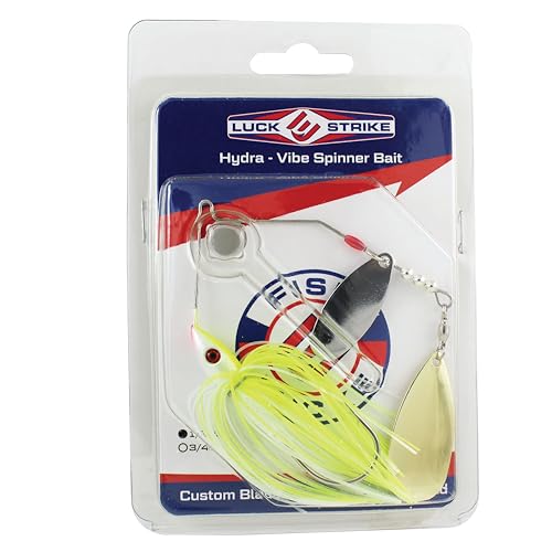 Luck E Strike Hydra-Vibe Spinner Bait with Custom Blades - color: Chartreuse/White, size: 1/2 OZ