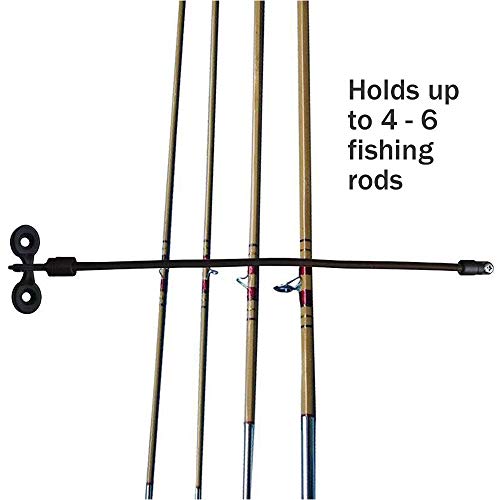 Rod Tamer Deck Mount Rod Straps 2 Pack, 6mm Kayak Boat Fishing Rod Tamer Strap Deck Mount Connector Gunwale Mount Fishing Rod Holders Down Strap (18 inch) - color: Black x 2pack