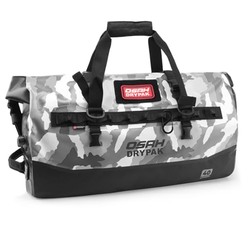 OSAH DRYPAK Waterproof Duffel Bag 25L/40L/60L – Heavy-Duty Motorcycle Tail Bag, Roll-Top Dry Bag for Travel, Camping, Boating, Kayaking, Outdoor Adventure - color: SKY GREY, size: 40L