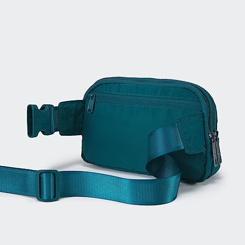 Pander Everywhere Belt Bag for Women, 5 Zipper Pockets Nylon Crossbody Fanny Pack Purse (Teal Blue) - color: Teal Blue