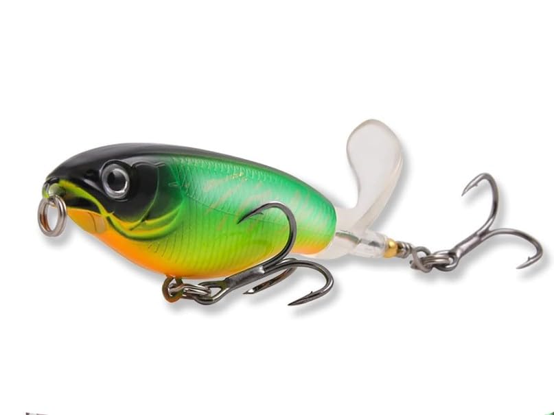 Topwater Fishing Lures Bass with Floating Tractor Rotating Tail Barb Treble Hooks Artificial Hard Bait Swimbait Lures Surface Crankbait for Bass Trout Walleye Pike Musky Fishing Topwater