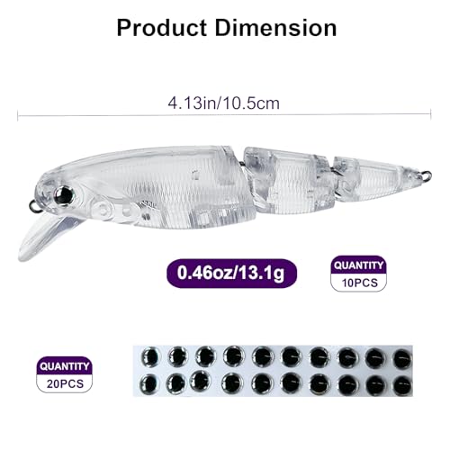 10pcs/20pcs Fishing Blanks Lures Kit Fishing Topwater Unpainted Swimbait Unpainted Crankbaits Hard Baits DIY Lure for Bass Salmon Trout Saltwater and Freshwater - color: I: 10Pcs 0.46oz/13.1g