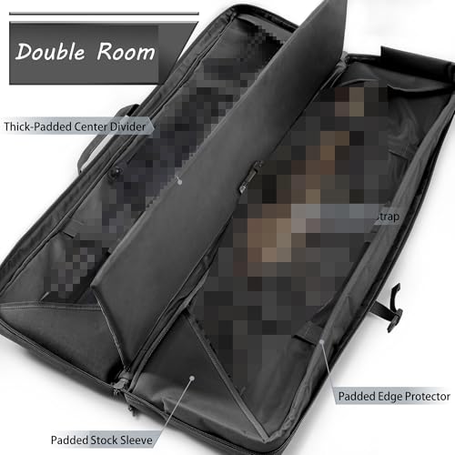 REEBOW GEAR Tactical Double Long Range Bag Outdoor Multifunctional Transportation Case Black/Tan 36/42/46 inches - color: Black, size: 42 inches