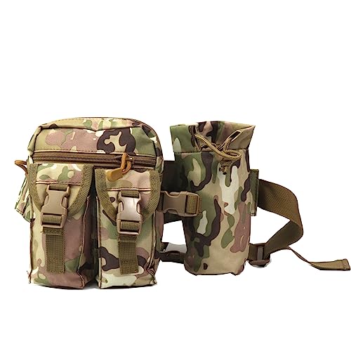 Fanny Pack Tactical Water Bottle Waist Pack Military Fanny Packs MOLLE Army Waist Bag Utility Hip Belt EDC Pack Bag for Outdoors Traveling Camping Hunting Running Cycling Fishing Dog Walking (CP) - color: CP