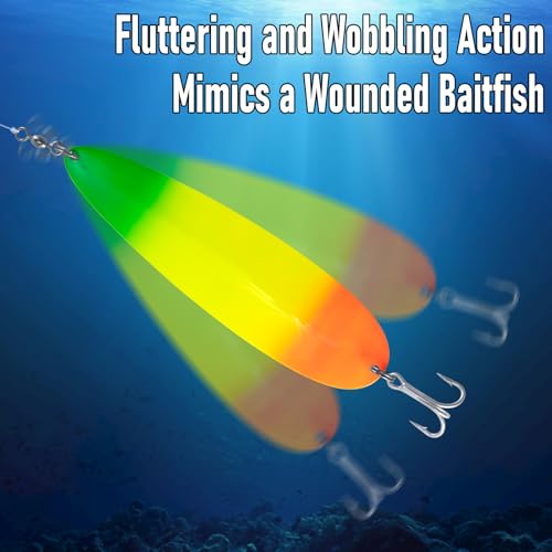 Dr.Fish Flutter Spoon 8" Saltwater Fishing Spoon Lures 7/0 Mustad Treble Hook, 3/0 Crane Swivel, Silver-Electroplated, Heavy Duty Striper Fluke Tuna Bluefish - color: Black/White