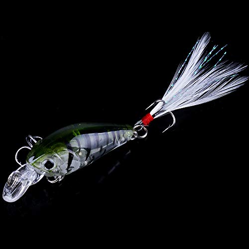 5 Pack Minnow Fishing Lure Crank Bait, Fishing Bass Lures Hard Artificial Bait, Crankbait Fishing Lures Hooks 3D Eyes for Bass Fishing Lure Freshwater and Saltwater