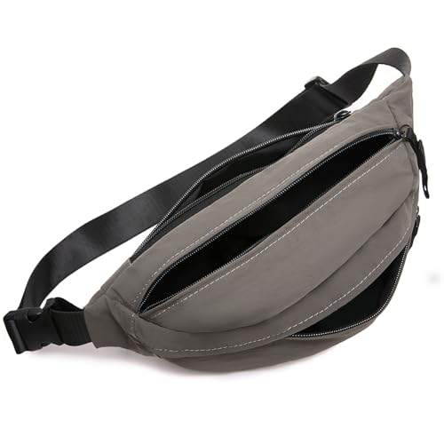 Women Sling Bags Girl Fanny Pack Crossbody Handbag Men Shoulder Bag Unisex Classic Nylon Waist Packs Purse Hiking Chest Bag, Easy Carry Any Phone,Wallet (Gray) - color: Gray