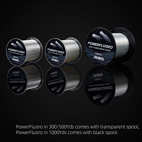 RUNCL Fluorocarbon Fishing Line, PowerFluoro Clear Ice Fishing Leader Line - Virtually Invisible, Faster Sinking, Extra Sensitivity, 300/500/1000yds, 5-32lb Break Strength, Fishing Gifts - size: 20 lb - 500 yds