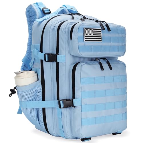 Lovelinks21 45L Tactical Assault Backpack 3 day assault pack with Molle Waterproof backpack Rucksack for Tactical Backpacks (Light blue) - color: Light Blue