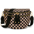 KKXIU Crossbody Sling Bag for Women Trendy Fanny Pack Vegan Leather Chest Bag | Trendy - color: Large-Khaki Checkered