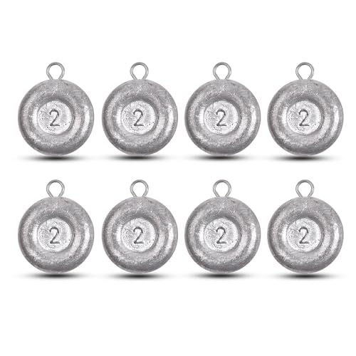 Disc Sinkers Fishing Weights Coin Sinker Weights Saltwater Surf Fishing Weights Bottom Drifting Trolling Catfishing Gear Tackle Fishing Sinker Weights 1oz 2oz 3oz 4oz 5oz 6oz 8oz - style: 2oz-8pcs