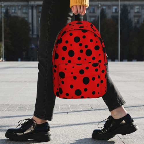 Ladybug Black And Red Polka Dot Backpack For Teenage Girls And Boys Cute Kids Backpacks Children School Bag - color: Ladybug Black and Red Polka Dot