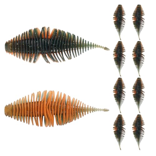 4.15'' Soft Swimbait Fishing Soft Plastic Lures 8pcs/24pcs Double-Color Lure for Bass Fishing Worms for Largemouth Bass - style: Orange+pumpkin