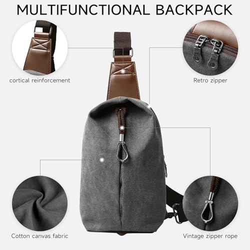 MOYYI Canvas Sling Bag Small Crossbody Bag for Men & Women, 2.5L Mini Casual Daypack Shoulder Bag, 2.5L Capacity (Grey) - color: 8004grey-2.5l