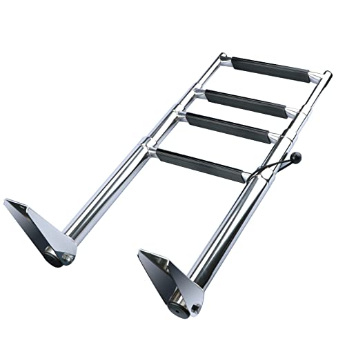 4 Step Ladder Stainless Steel Telescoping Extendable Ladder 600 Pound Capacity for Marine Yacht/Swimming Potoon Ladder