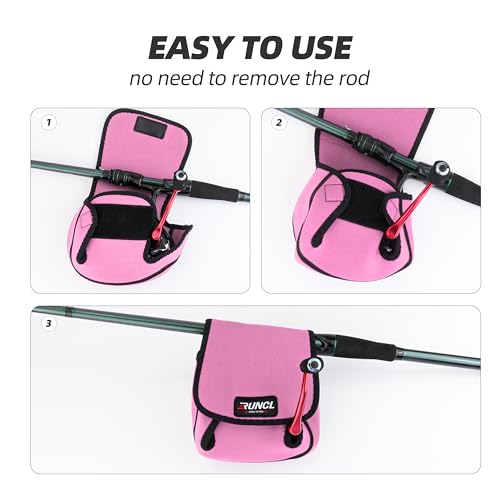 RUNCL Spinning Reel Bag – Protective Storage Pouch for Baitcasting Reels & Spinning Reels, Lightweight & Durable, Ideal for Freshwater & Saltwater Fishing Trips (pink& Black) - color: S-pink& Black