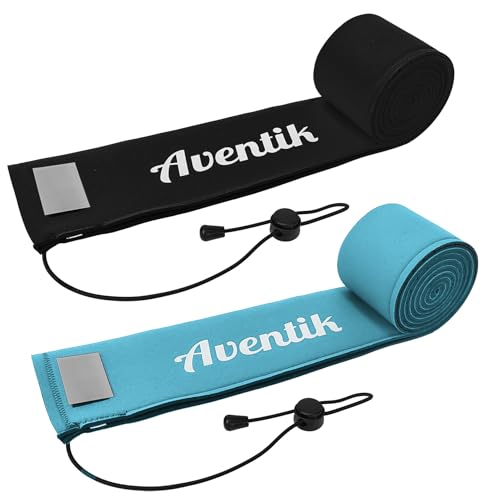 Aventik Lightproof Neoprene Rod Sleeve – Protective Fishing Rod Sock Cover with Hanging Loop & Adjustable Lanyard for Casting, Spinning & Trolling Rods - color: Black+Blue, size: Length: 60''/1.52m