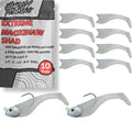 Mackinaw Shad Pre Rigged Swimbait, Paddle Tail Swim Baits, Ready to Fish Soft Plastic Swimbaits, Swim Baits for Bass Fishing, Saltwater Fishing Lures and Freshwater Fishing Lures - color: Ice White