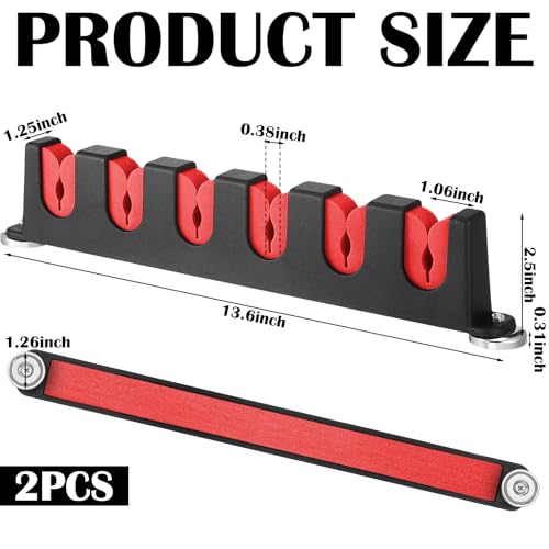 Seenelling 2 Pcs Magnetic Fishing Rod Holder for Car Fishing Pole Rack Vertical Rod Storage Holders for Truck Bed Boat Wall Garage Door - color: Red, size: 6 Rods