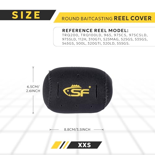SF Neoprene Conventional Reel Covers Round Reel Case Protective Cover Shield Pouch, XXS/XS/S/M/L/XL/XXL Size, Black - color: Black-1Pcs-XXS