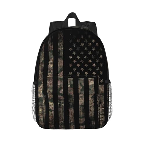Camouflage Hunting Tactical Camo American Flag 15 Inch Backpack Laptop Travel Bag For Men Women With Multiple Pockets Casual Hiking Gym Sport - color: Camouflage Hunting Tactical Camo American Flag