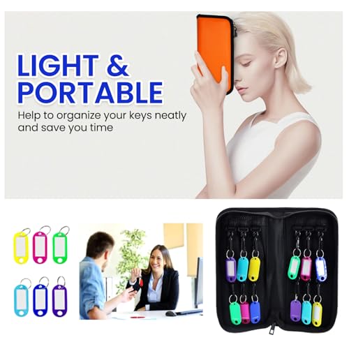 Key Organizer, Zippered Key Case, Fireproof and Waterproof Key Binder with 12 Hooks and Tags Portable Key Storage Book for Offices Real Estate Agencies Hotels and Rental Management - size: 12 keys