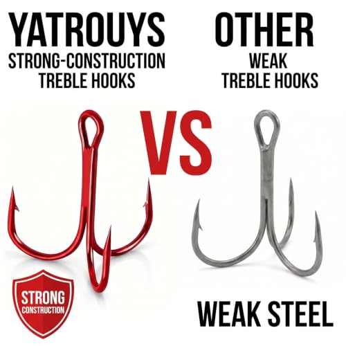 100pcs Fishing Hook Treble Hooks High Carbon Treble Hooks Super Sharp Solid Size 2 4 6 8 10 12 Triple Barbed Steel Fish Hook - color: Red, size: 4#-100pcs