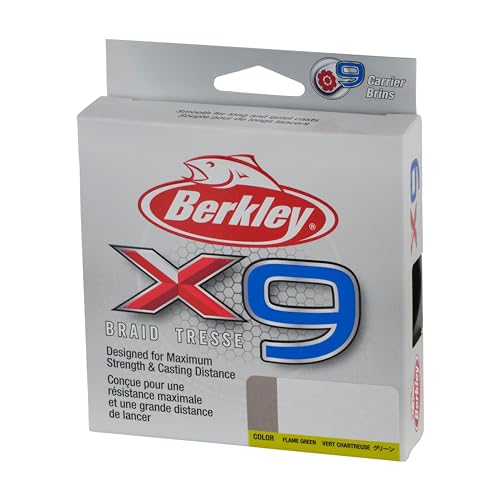 Berkley x9 Braid Fishing Line - color: Flame Green, size: 164yd, style: 15lb Test