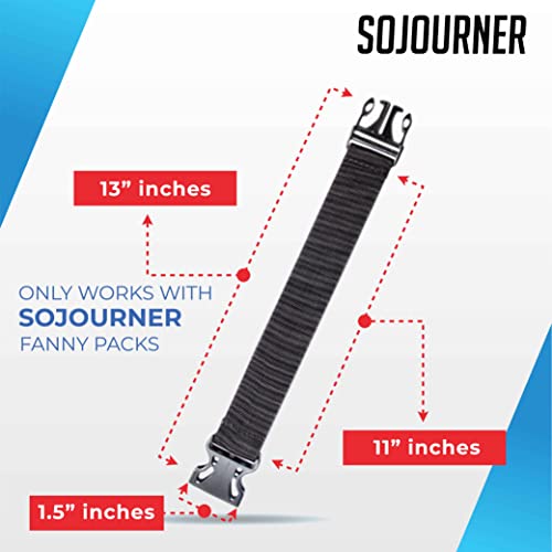 ONLY COMPATIBLE WITH SOJOURNER FANNY PACKS Fanny Pack Extender Belt Bag Adjustable Elastic Strap Buckle Waist Extender - color: Black Xtnd v2
