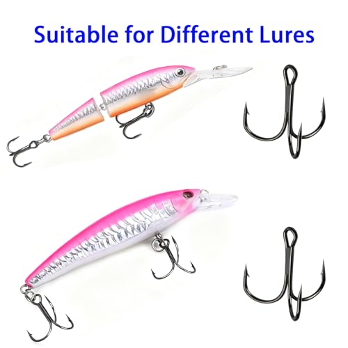 Persei 100pcs Fishing Hook Treble Hooks High Carbon Treble Hooks Super Sharp Solid Size 2 4 6 8 10 12 Triple Barbed Steel Fish Hook - color: Black, size: 12#-100pcs