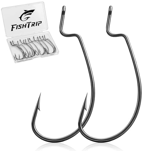 50/100/120pcs EWG Fishing Hooks, Bass Fishing Hooks Offset Worm Hook Texas Rig Hooks Live Bait Fishing Hooks for Freshwater Saltwater Size 4 2 1 1/0 2/0 3/0 4/0 5/0 - color: Black, size: 4/0_100pcs