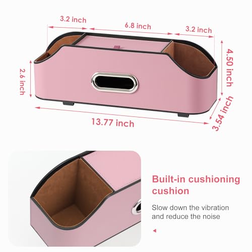Car Rear Backseat Extra Multifunctional Drink Cup Holder Organizers with Tissue Storage Box Organizer & Hooks for Car Seat Back. Pink - color: Pink