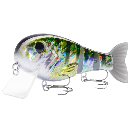 BASSROCK Topwater Fishing Lures for Bass Pike Salmon Floating Swimbait Jointed Crankbait Freshwater Saltwater 4.9in/1.76oz RK1001 - color: Pink Back, size: 4.9in/1.76oz