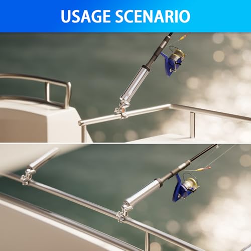 Boat Fishing Rod Holder, 360 Degree Marine Grade Stainless Steel 316 Adjustable Swivel Fishing Pole Holders, Deck Mount and Rail Mount Fishing Rod Bracket - style: 25mm Rail Mount