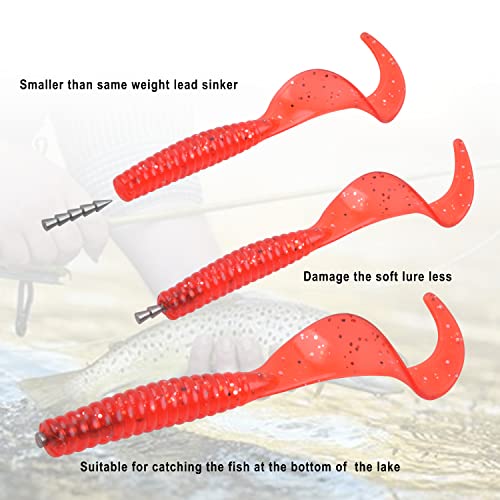 Shaddock Fishing Tungsten Nail Weights, 15pcs Wacky Worm Weight Insert Pencil Sinker Weight for Bass, Carolina Rig, Texas Rig, Punch Rigs