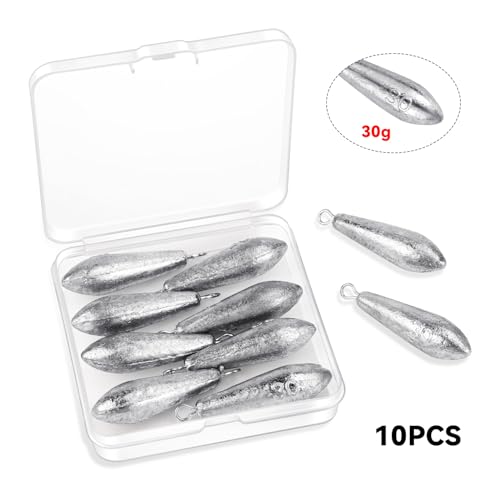 10 Pack Drop Shot Fishing Weights Kit, Drop Shot Weights, Fishing Bottom Sinkers Lead Weight for Bass Fishing Lures or Other Fish - style: 30 G / 1.06 Oz
