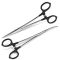 2 Pcs 7 Inch Fishing Forceps Set Fishing Hemostat Pliers with Grip Curved and Straight Hemostats Set Stainless Steel Locking Clamps Hook Remover Tools