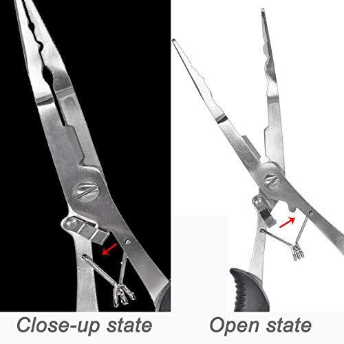 Fishing Pliers Stainless Steel Long Nose Hook Remover with Sheath and Lanyard for Line Cutters Saltwater and Freshwater