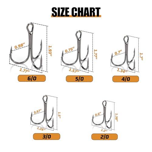 Fishing Treble Hooks High Carbon Steel Fishing Hooks Classic Round Bend Sharp Solid Triple Barbed Fish Hook Fishing Tackle - size: Size 16, Pack of 50