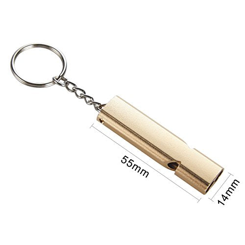 Noopel Emergency Whistles Lifeguard Safety Whistle with Lanyard and Keychain for Outdoor Camping Hiking Boating Backpacking Fishing Kayak Kids Rescue Signaling Loud Survival Whistle - color: 2 Pack Gold