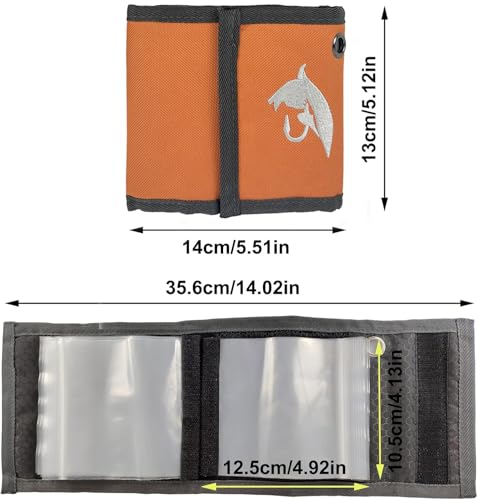 EUPHENG Fly Fishing Leader Wallet – 10 Clear Pockets Expandable Tippet Line Organizer | Secure Storage for Carp/Catfish Rigs & Fly Leaders - color: Orange