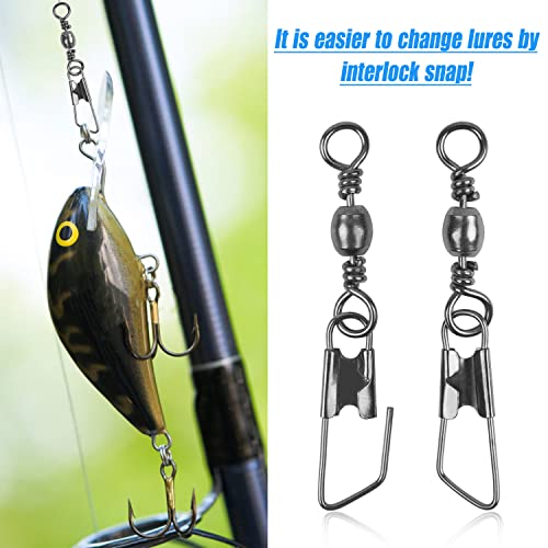 AGOOL Fishing Swivels Snaps, 60/120pcs Barrel Swivel Safety Snaps Stainless Steel Swivels Fishing Tackle Lure Leader Line Connector High Strength for Saltwater Freshwater - size: #8